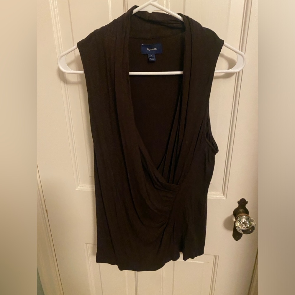 Falconnable Women’s Sleeveless Wrap Top XL Brown